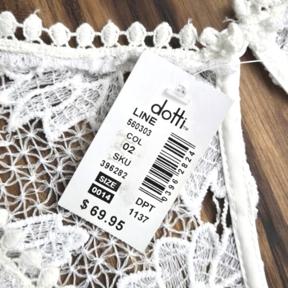Dotti Women’s Lace Dress White Crochet Button Back Fairycore Y2K Cottage 14 NWT - Picture 4 of 8